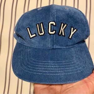 Lucky Brand Hat Cap Strap Back Adult One Size Blue Corduroy NEW